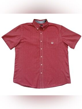Chaps Red gingham plaid button down shirt